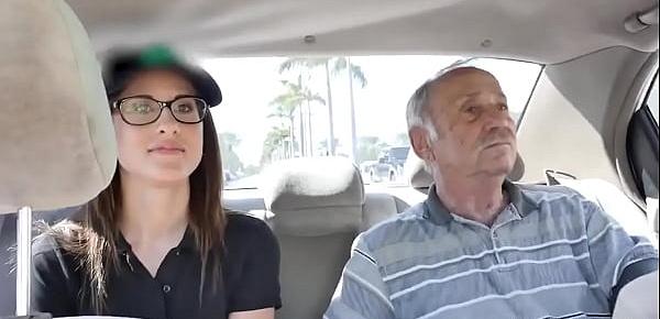 Akira Shell is fucked by old guy in front of her grandpa